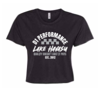 WOMENS - Black T Crop Grey Checkered Logo