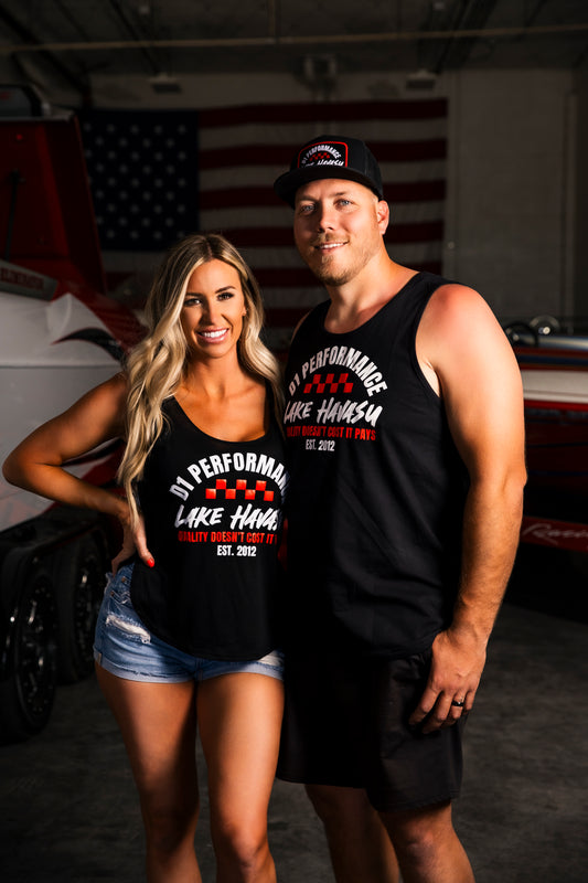 MENS - Black Tank 2024 Red Checkered Logo