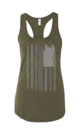 WOMENS - Military Green w/ Ghost Flag