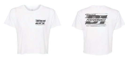 WOMENS - White D1 Performance Flag Crop Tee